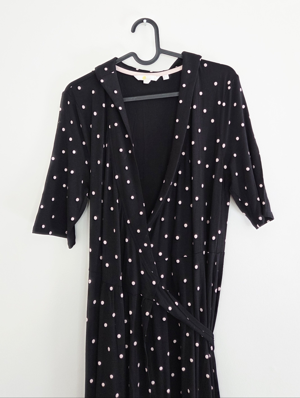 Boden Lavinia Jersey Wrap Midi Dress Black Polka Dot Size 10 - Picture 4 of 7